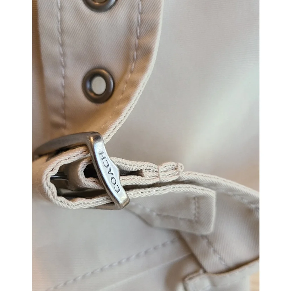 Coach Solid Short Trench Coat Beige Preppy Utilitarian Film Noir Minimalist XS - Picture 9 of 16